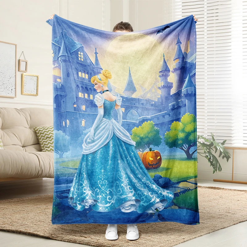 

Princess Cinderella Flannel Blanket Fluffy Cozy Throw Adult Nap Blankets Soft Bedding Sofa Blanket for Party Home Decorations