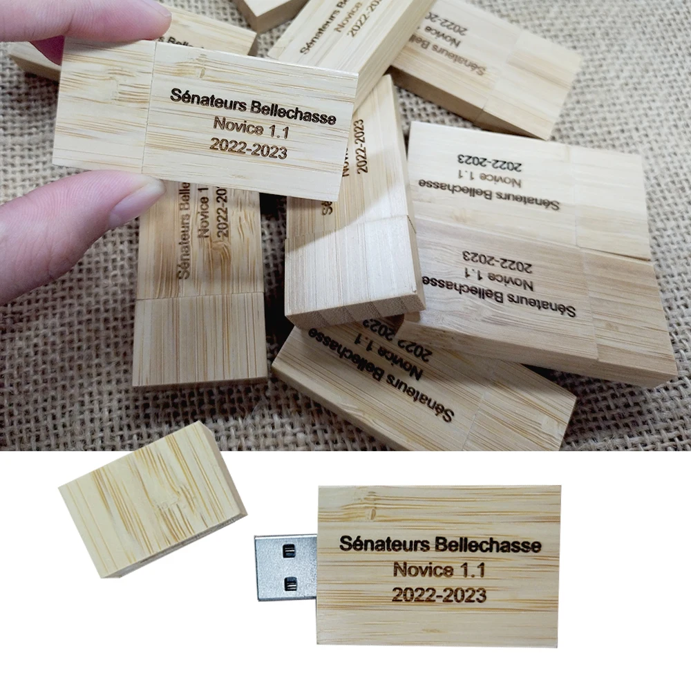 30PCS Personalized Logo USB Wooden Box Pendrive 64GB Memory Stick 4GB 8GB Pen drive 32GB 16GB Usb Flash Drive Business Memory