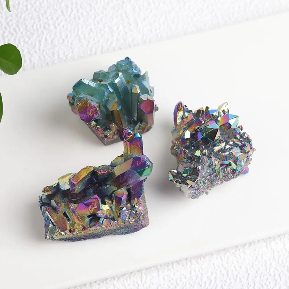 Healing Crystals Rainbow Titanium Rough Grinding Home Decoration Reiki Stone Stone Ornaments Specimen Mineral Crystal Cluster