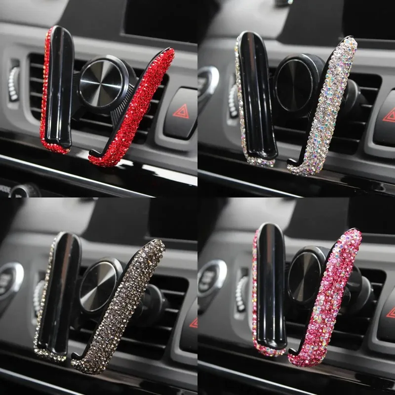 

Diamond Crystal Car Air Vent Mobile Phone Holder Stand Auto Interior Dashboard Phone Holder Mount Clip Car Bling Accessories