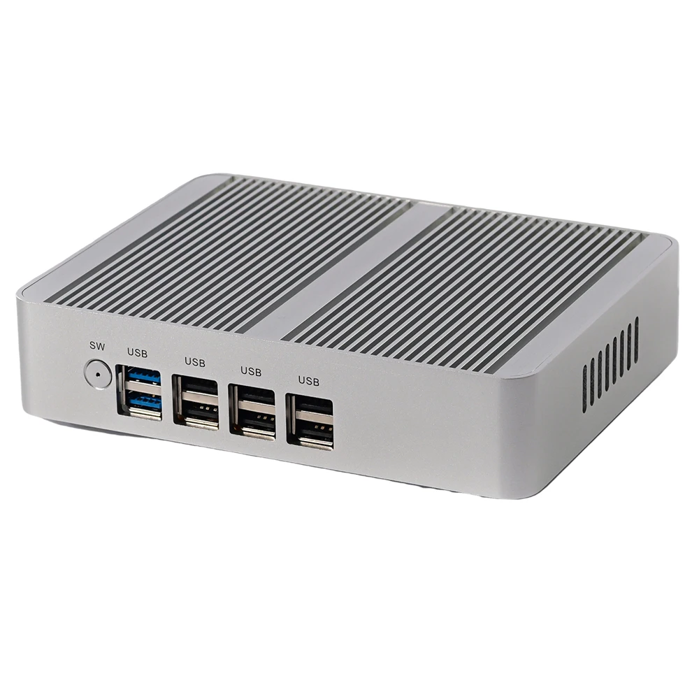 Mini PC sin ventilador con altavoz Intel N100 N95 Dual LAN Dual HD DP 4K 60Hz Triple pantalla DDR4 WiFi Win 10/11 ordenador de escritorio pequeño