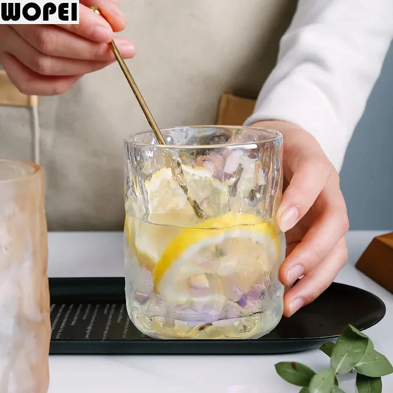 Hammer Patterned Glass Cup Transparent Whiskey Cup Beer Cup Creative Coffee Cups Beverage Cups Household Beverage Utensil