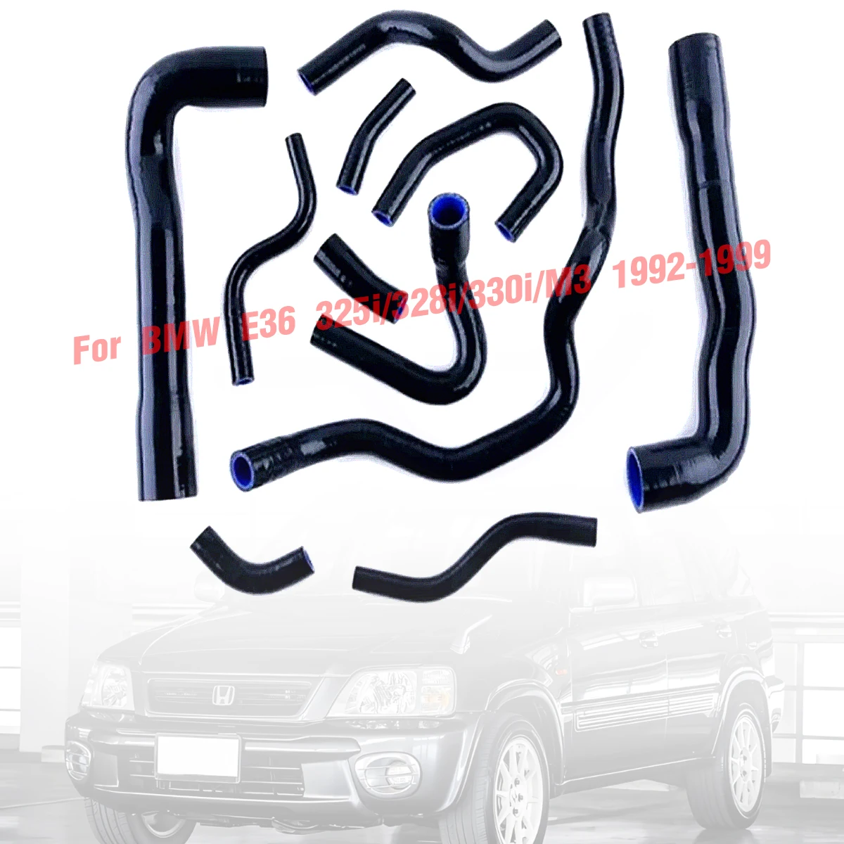 

11 pcs Black Silicone Radiator Heater Hose Kit For BMW E36 325i/328i/330i/M3 1992-1999