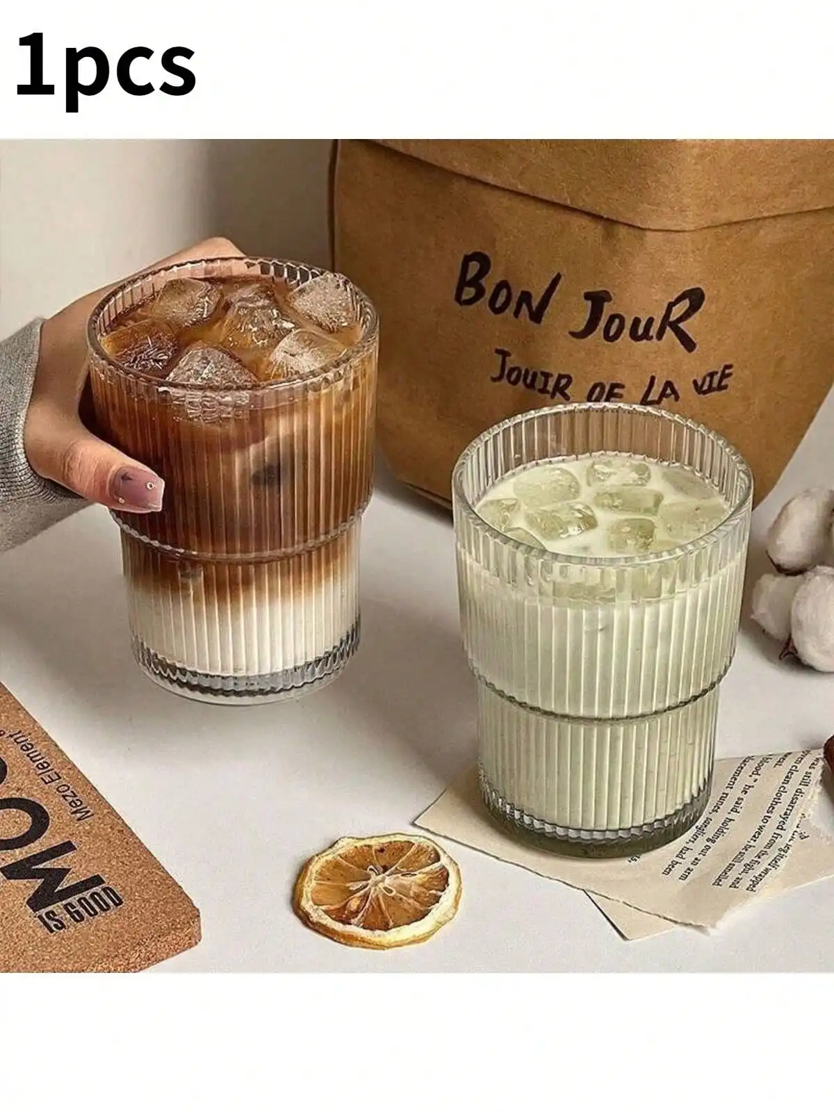Copa de cóctel de vidrio Vertical transparente, taza de café transparente Simple, vasos de bebida fría para el hogar, vasos de leche, vasos de jugo, Co, 1 ud.