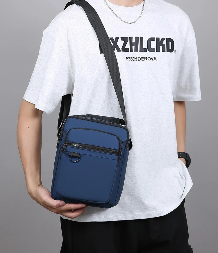 Herren-Umhängetasche, wasserdichte und strapazierfähige Geldbörse, modische Rucksacktasche mit mehreren Reißverschlüssen, Business-Reisetasche. – Detail 14