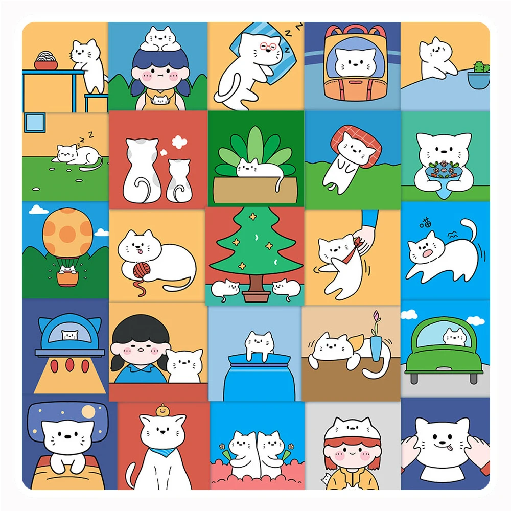 10/30/60pcs Cute Cartoon Cat Graffiti Stickers Waterproof Decals Laptop Notebook Suitcase Phone Diary Decoration Sticker Kid Toy