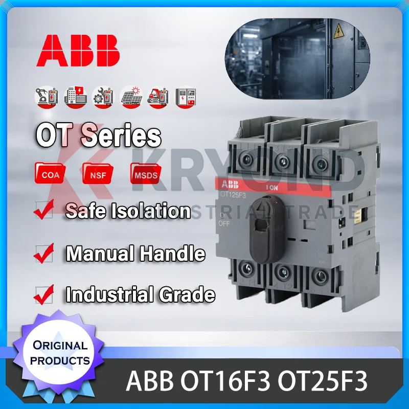 ABB OT63F3 Load Break Isolator Disconnect Switch 3 Pole Industrial Power Distribution Control Cabinet Safety Original Product