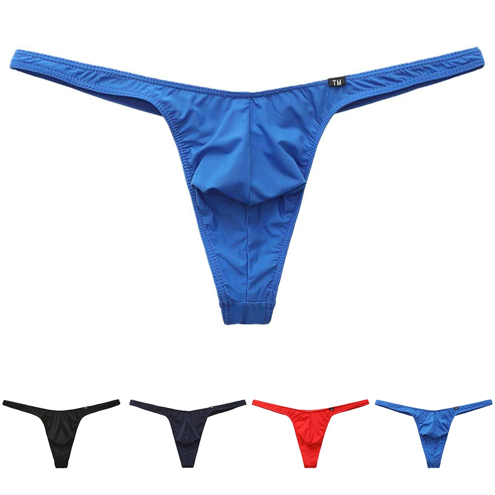 Bedroom Nightclub Red Men Underwear Comfortable G-string Thong Sexy Sexy Thong Large Bulge Pouch Solid Pattern