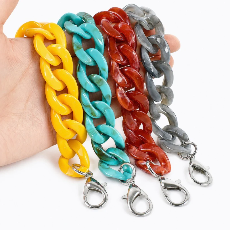 1/2Pcs Deepeel 60cm Acrylic Bag Strap Handbag Resin Chain Detachable Lobster Clasps for Purse Handle DIY Making Accessories
