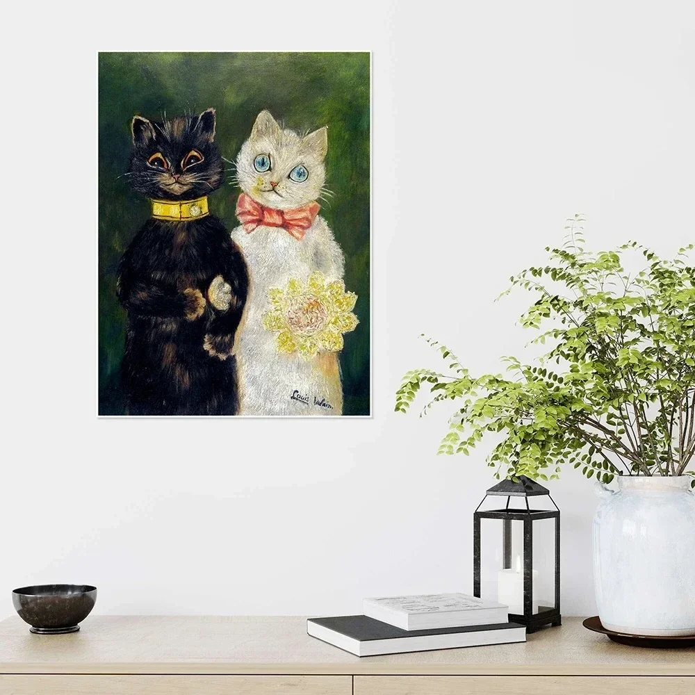 Nordic Louis Wain Kaleidoscope Psychedelic Cat Wall Art Image Canvas Painting Home Living Room Bedroom Decoration