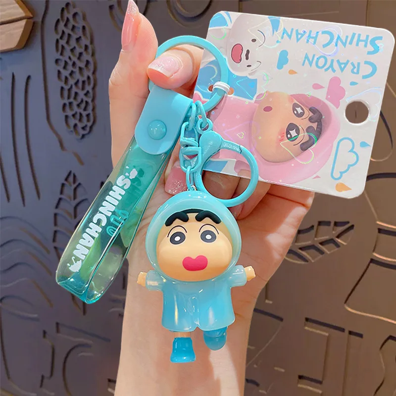 Cute Cartoon Q-Version Raincoat Crayon Shin-Chan Series Keychain Claw Machine Mini Gift Bag Charm Toy Gifts