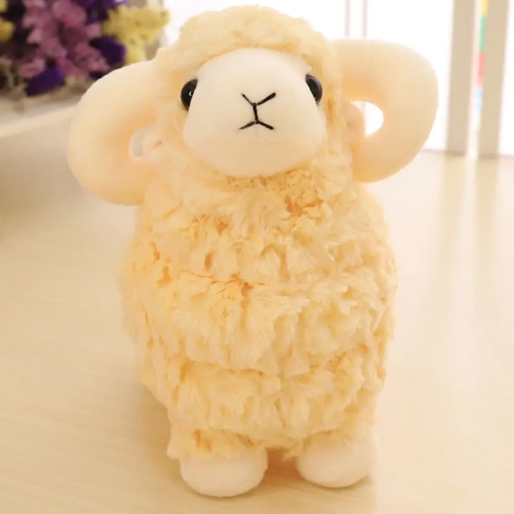 

Simulation Doll Big Horns Baby Goat Plush Doll PP Cotton 25/35cm Sheep Plush Toys Soft Fluffy Baby Goat Keychain Room Decoration