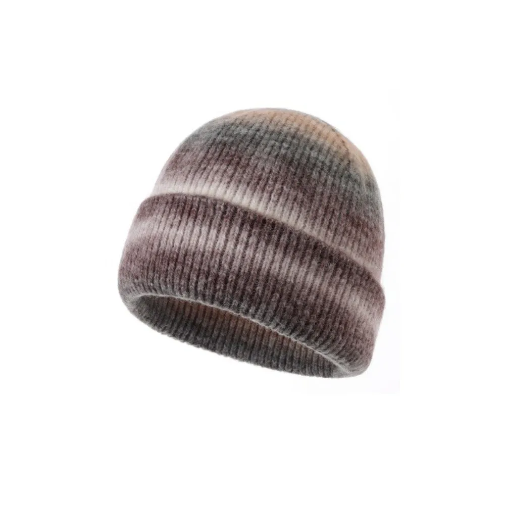 Fashion Gradient Color Knitted Beanie Hat Windproof Thickened Warm Winter Cap Cold Proof Pullover Hat Autumn Winter
