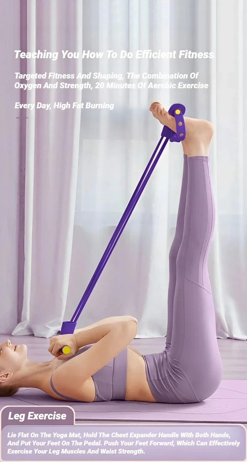 Pedal-Widerstandsband mit 6 Schlaufen, elastisches Spannungsseil, Sit-up-Zugband für Körperstraffung, Heimfitness, Yoga, Stretching, Fitnessgeräte – Detail 9