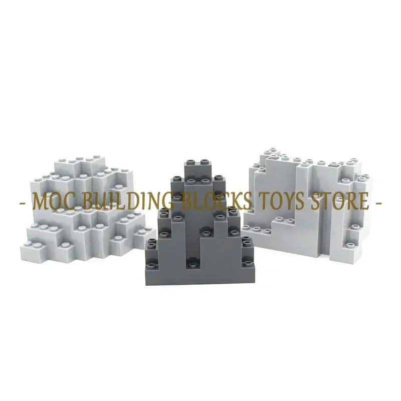 MOC Brick Rock Triangular Rockery Stone Wall Slab Barbacan Rampart Mountain Building Block DIY Enlighten Compatible with Toy