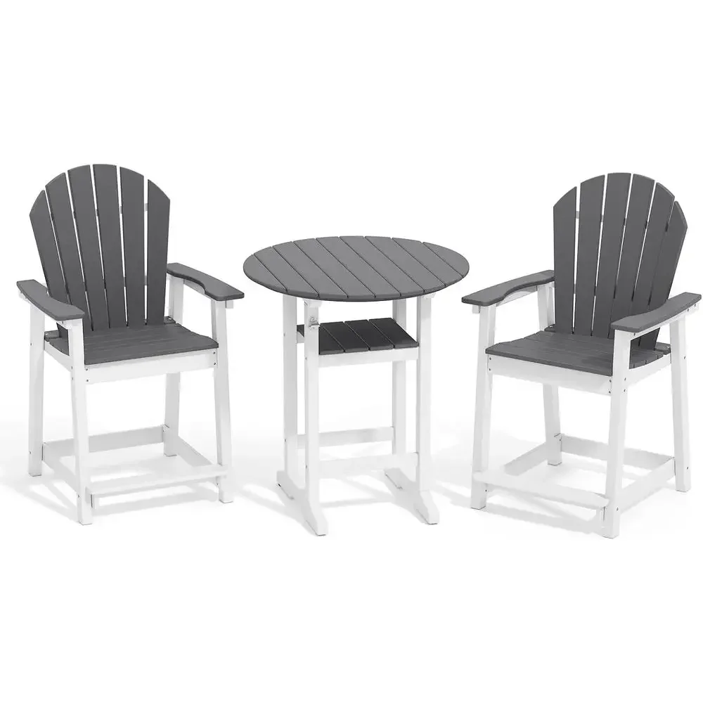 All-Weather HDPE Outdoor High Top Table and Chairs Set for Patio, Deck, and Garden