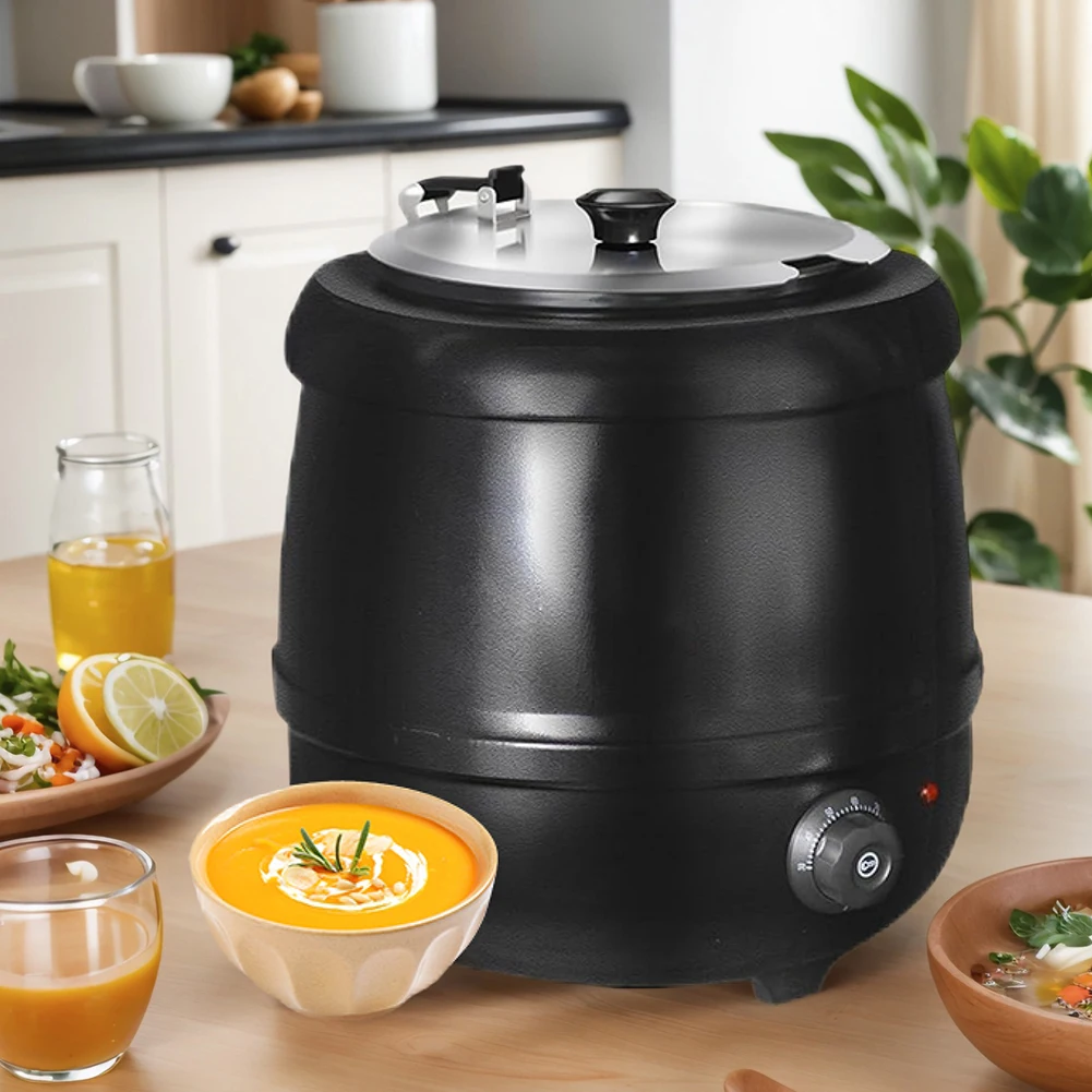 10L سخان الحساء الكهربائي مع غطاء متمحور وعاء الحساء الكهربائي التدفئة غلاية الحساء للمطاعم والحفلات المنزلية تقديم الطعام