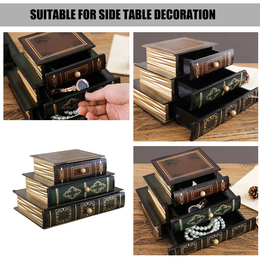 

Key Storage Box Book Shape ganizer Retro Decorative Box Desk Entrance Coin Holder Multifunctional Jewelry Container Vintage