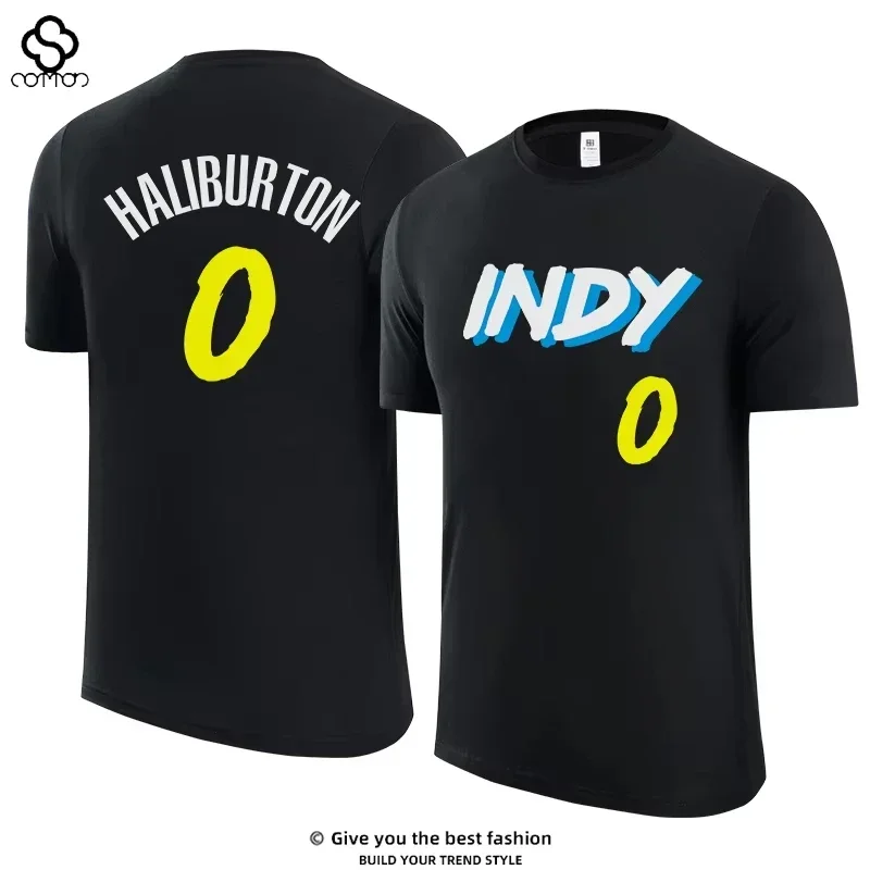 Halliburton 0 camiseta de manga corta Indiana City camiseta de allenamiento de baloncesto retro masculino y femenino 2025