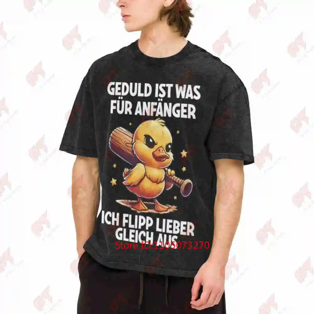 Patience Is For Beginners I'm About To Flip Out Funny Duck Vintage Washed Tee Pure Cotton T-Shirt