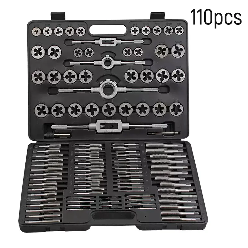 

110Pcs Tap Die Set Hand Thread Plug Taps Hand Threading Tool Screw Thread Wrench Dies Kit with Storage Case for Home Improvement