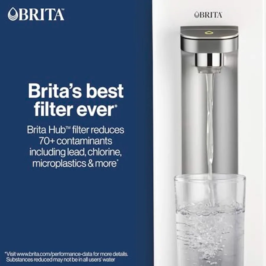 Countertop Water Filter System with 9 Cup Reservoir Reduces 70+ Contaminants Includes 6 Month Carbon Block Filter Red White