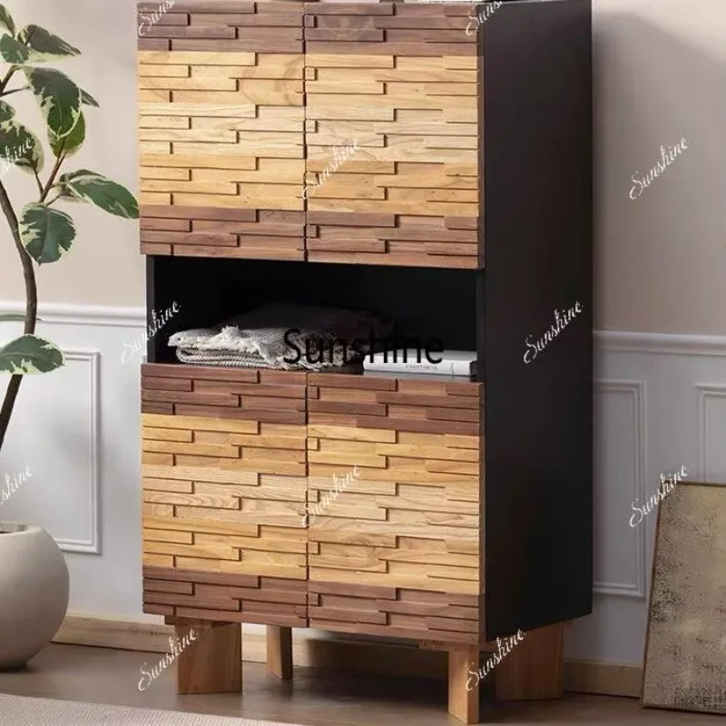 Nordic simple solid wood locker, living room against the wall, dining side storage