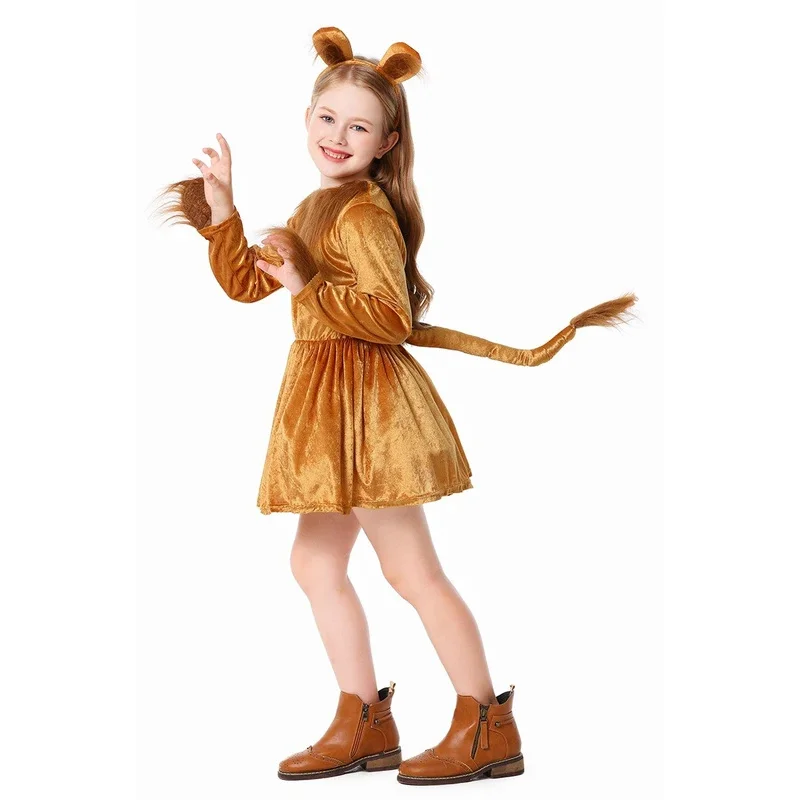 

⭕️⭐️⭕️2025 New Arrival Animal King Halloween Cosplay Toddler Lion Dress Up With Headband Lion Dress s Lioness Costume⭐️⭕️⭐️