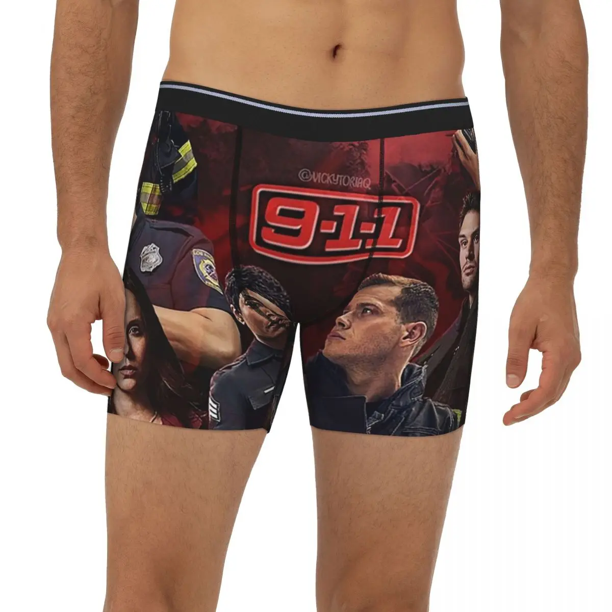 

9-1-1 - длинные трусы-боксеры с красными бликами, короткие мужские трусы, дышащее нижнее белье для мужчин, подарок бойфренду