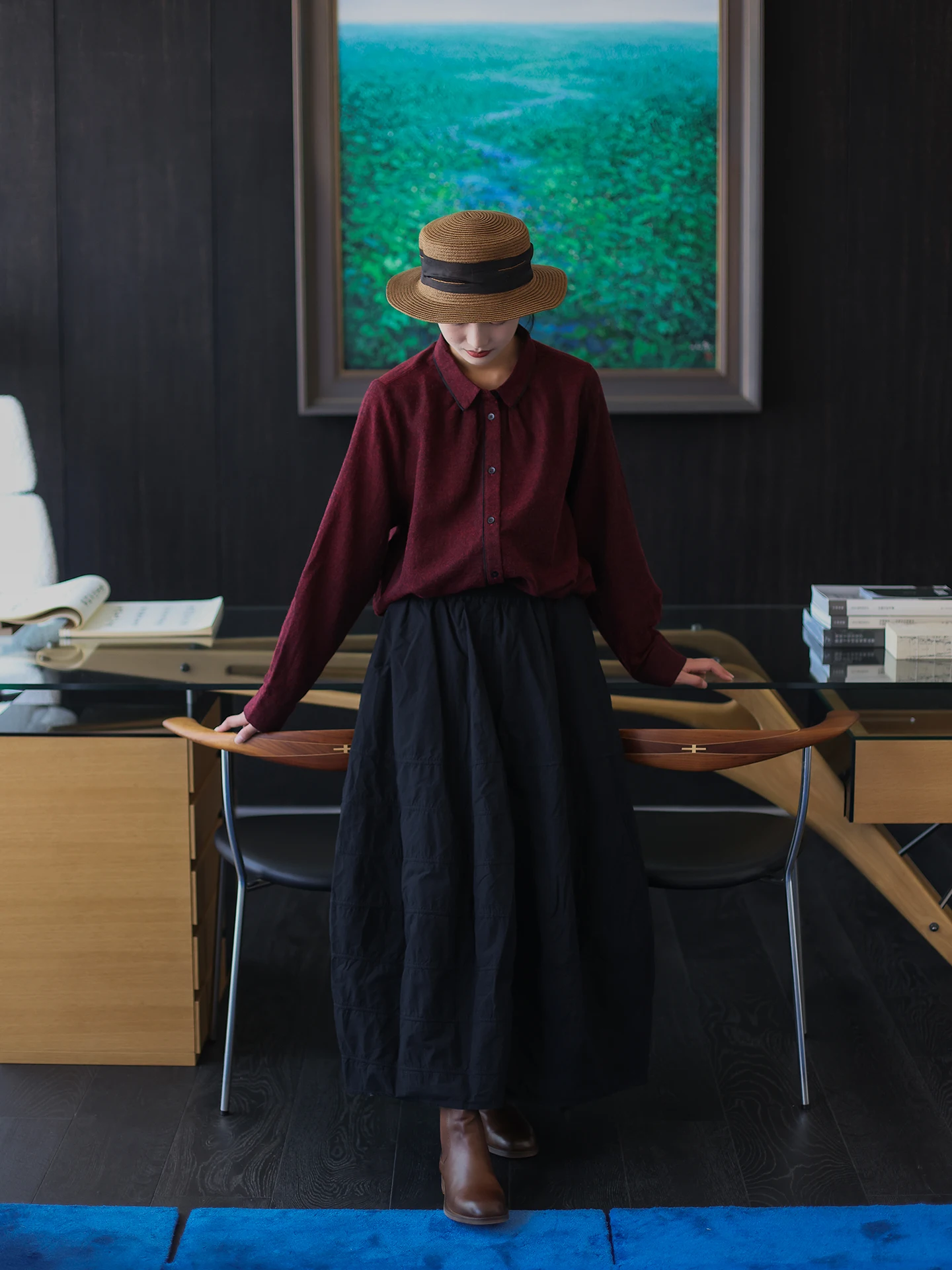 

Fine Wool Color Cotton irt for Women Original Design Autumn Winter Warm Thi Long Sve Casual Sle Premium Quali Top