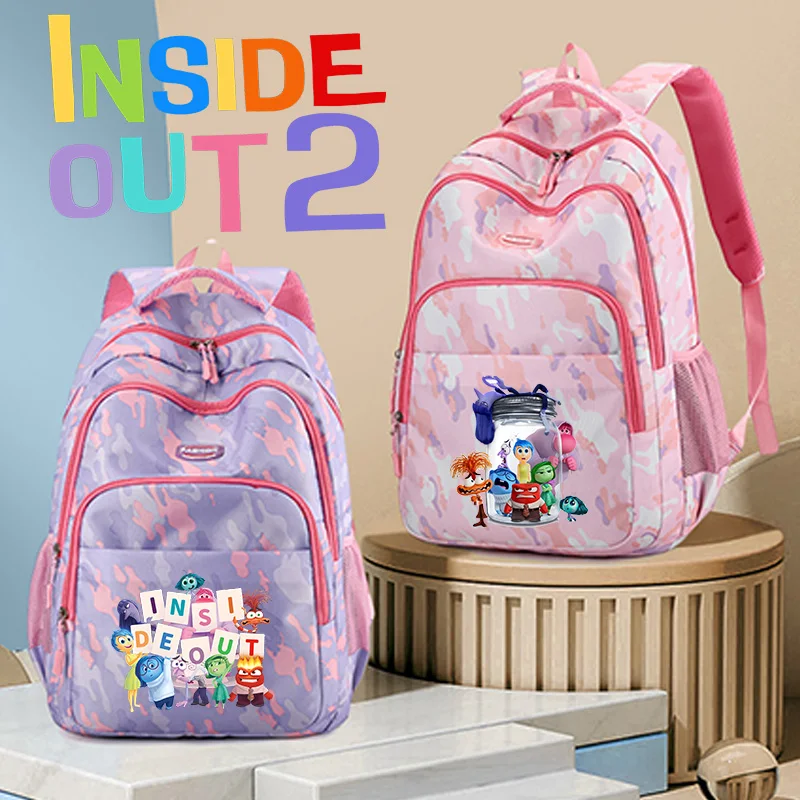 Inside Out 2 Kids Backpack Large Capacity Joy Sadness Anxiety Primary Schoolbag Cartoon Boy Girls Book Bags Cute Study Gifts