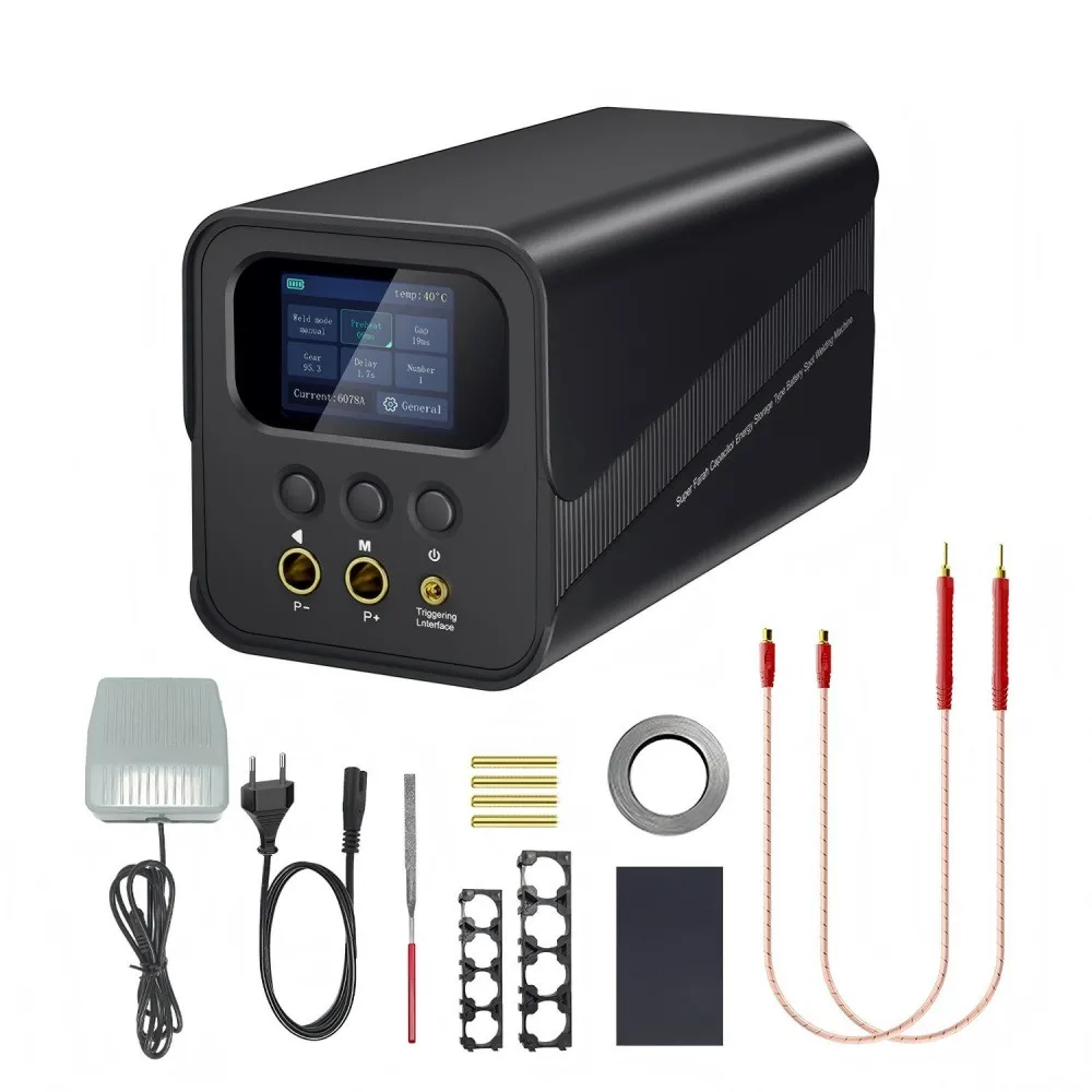 

99 Gears 2000A 11600W 2.0" HD Display Spot Welding Machine Auto/Foot Pedal for 18650 Lithium Battery DIY Nickel Sheet Welding
