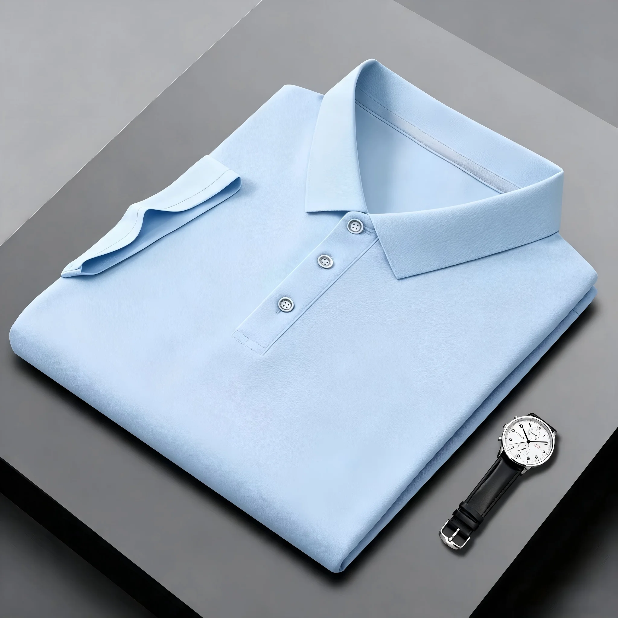 2026 New Men's Solid Polo Shirt Wrinkle Resistant 3D Digital Print Oversized Short Sleeve Casual Versatile High Quality Clothing