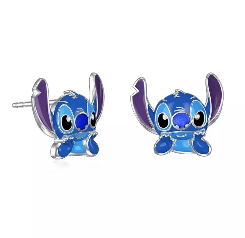 Disney Mickey Minnie Mouse orecchini Stitch Jewelry Cartoon orecchini asimmetrici a forma di cuore orecchini con ciondoli accessori per gioielli