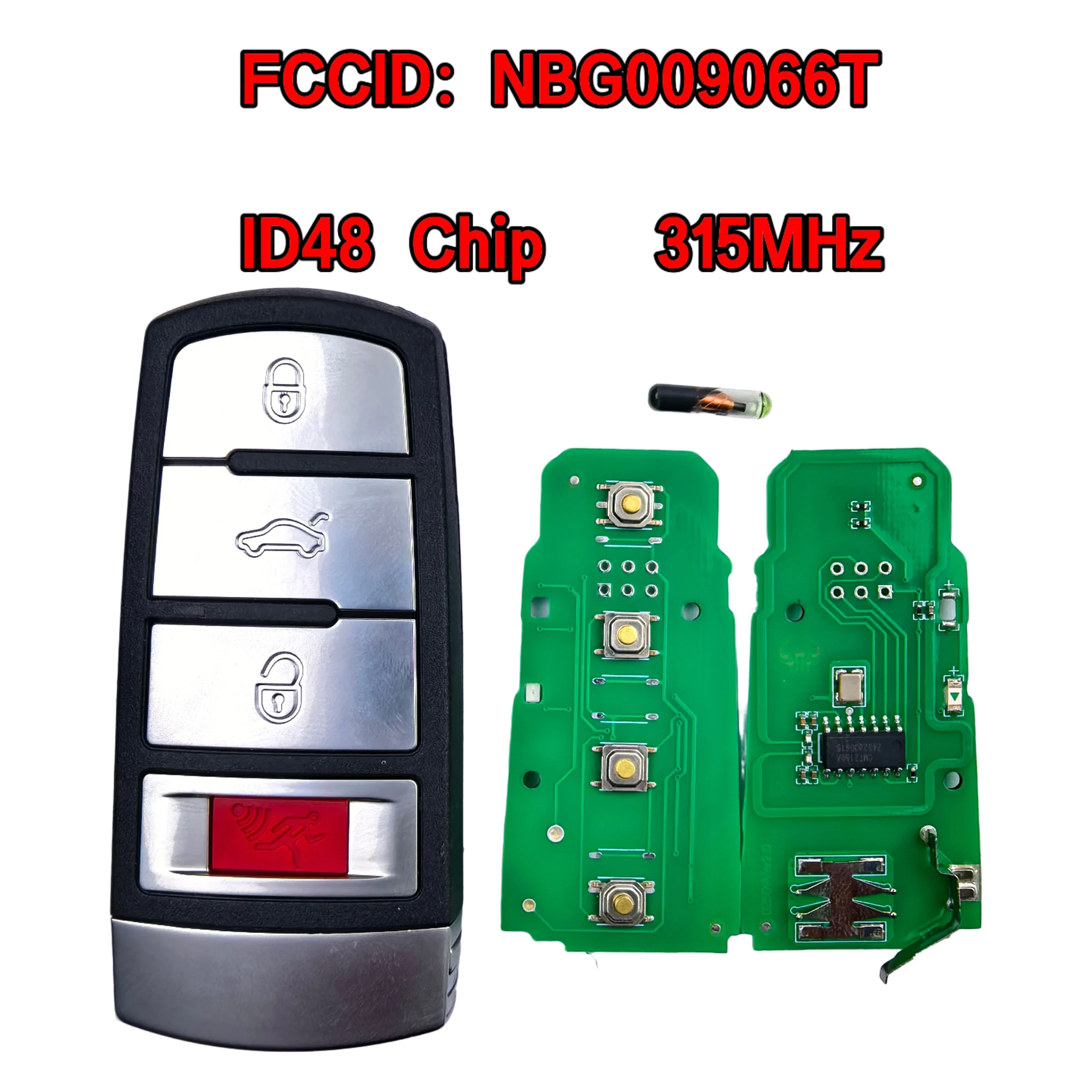 Jingxin FCCID:NBG009066T ID48 Chip 315MHz 4BT Half Smart Car Remote Key/PCB/Shell For Volkswagen Passat 2006-2013 CC 2009-2015