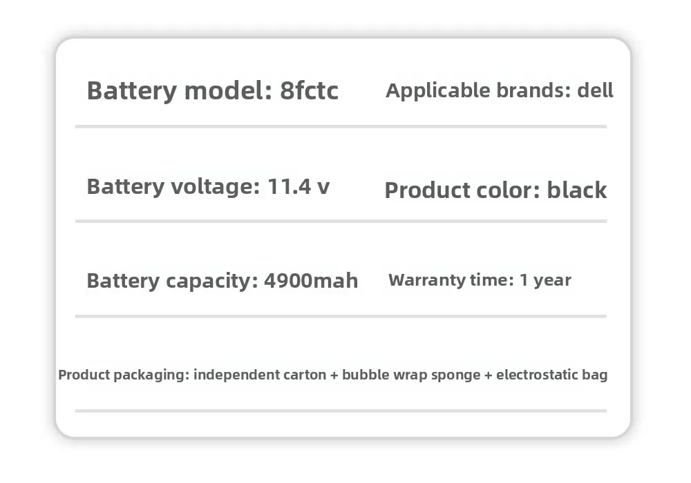 For Dell XPS15 9500 5550 P91F Alienwaret M15 M17 R3 R4 G5 5510 5511 5520 5515 8FCTC Laptop Battery Replacement Batteries