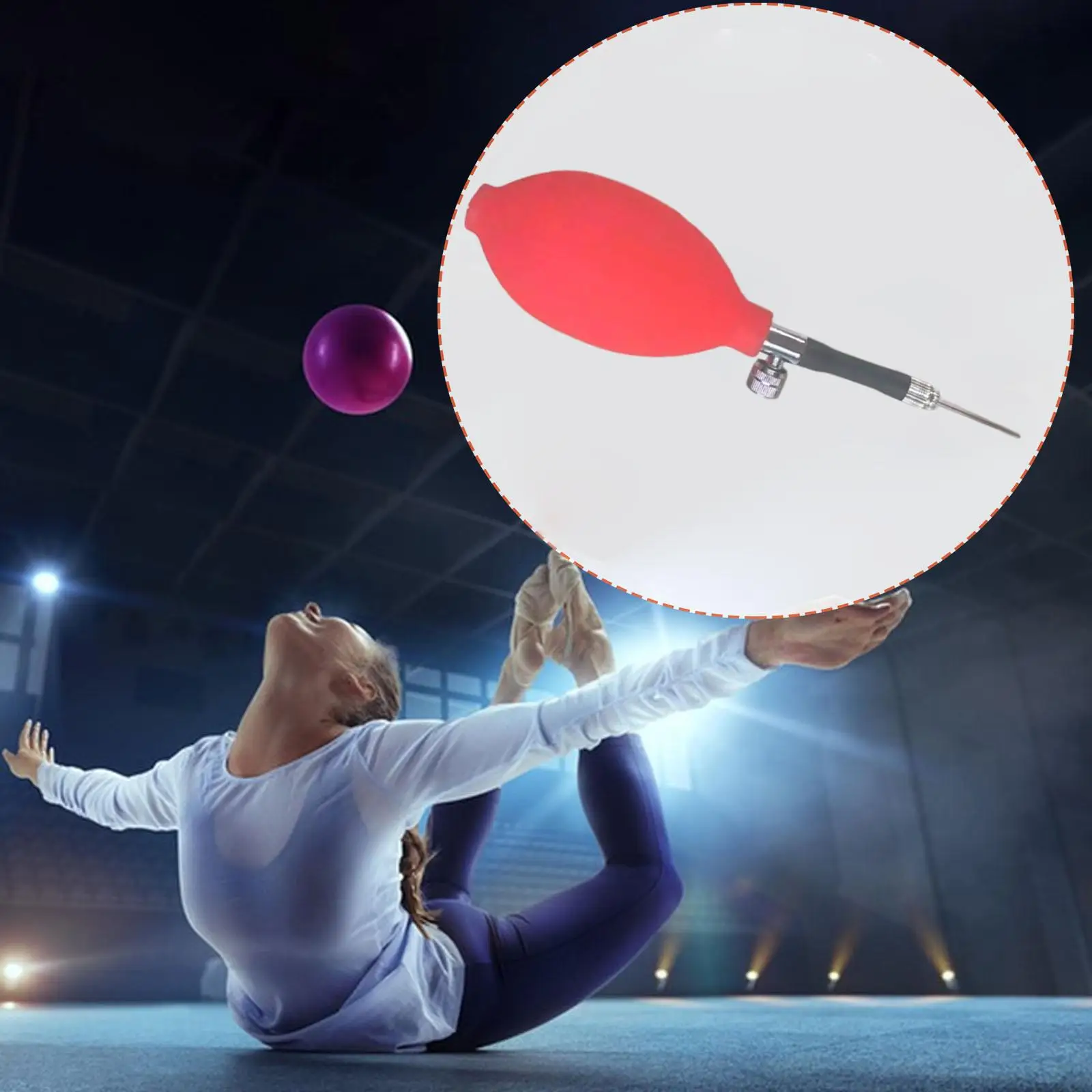 Artistic Gymnastics Ball Pump Compact Double Pin Exercise Equipment Quick Inflation for Gymnastic Ball