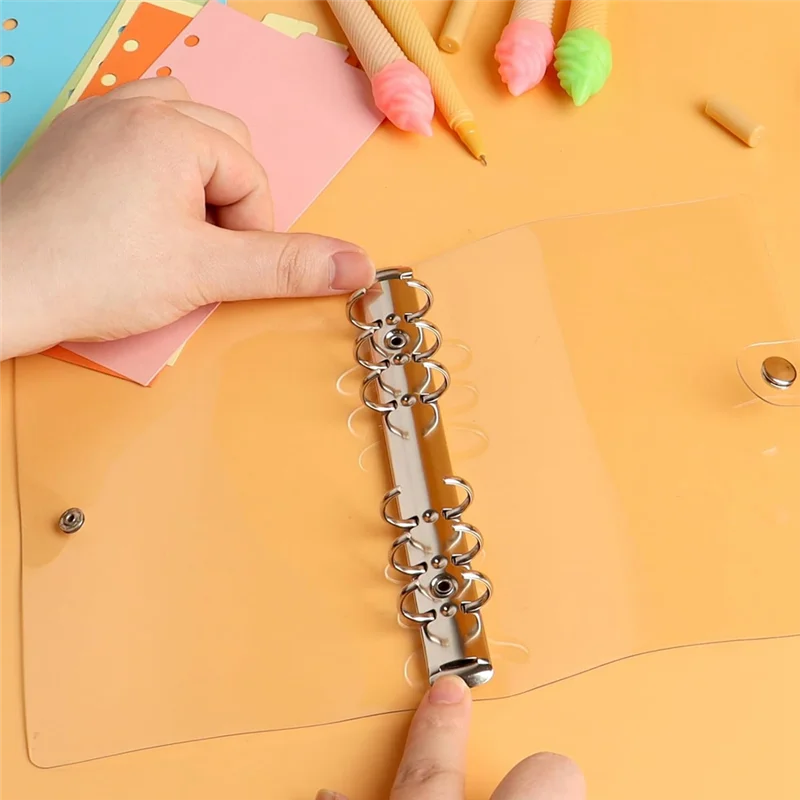 AEF7-3 Confezione A6 Trasparente Morbido PVC 6 Raccoglitore ad anelli Copertina trasparente Raccoglitore per notebook Raccoglitore A6 per notebook ricaricabile