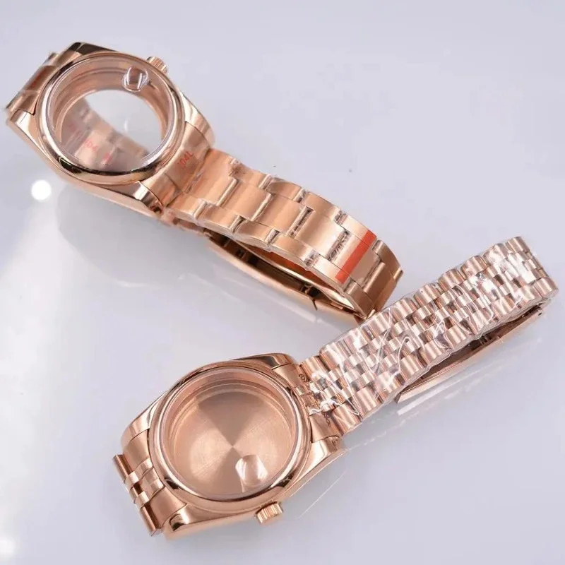 Корпус для часов из розового золота 36 мм/39 мм, браслет из нержавеющей стали, сапфировое стекло, детали для часов Datejust NH35 NH36, замена механизма