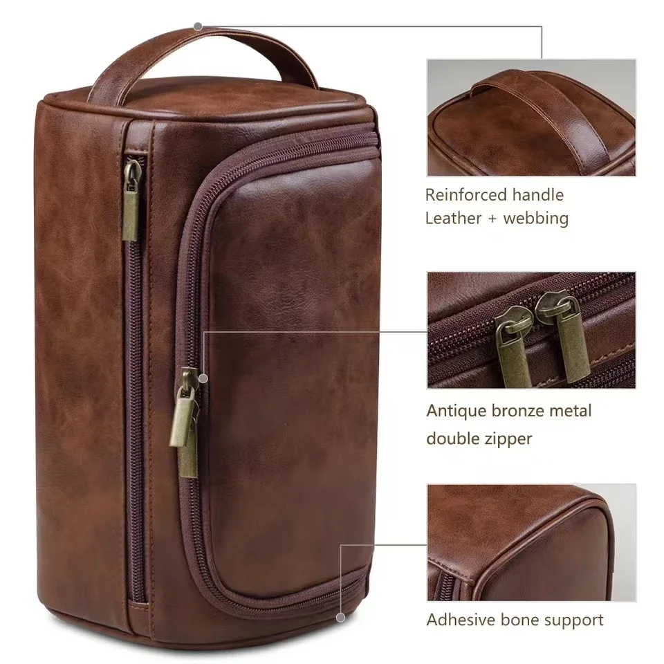 Leder-Kulturtasche für Herren und Damen, Dopp Kit, Hängende Herren-Kulturtasche, Reise-Kulturtasche für unterwegs, Große Kosmetiktasche für T – Detail 12