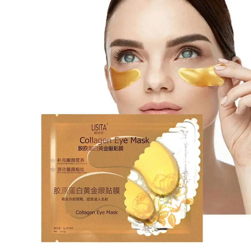 Masque pour les yeux au collagène doré, anti-cernes, hydratant, raffermissant, beauté des yeux, soins de la peau, Q0K5, 1 paire