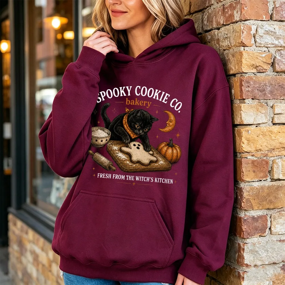 SPOOKY COOKIE CO. bakery Fresh From The Witch's Kitchen Black Cat Pumpkin Women Aesthetic Halloween Autumn Hoodie