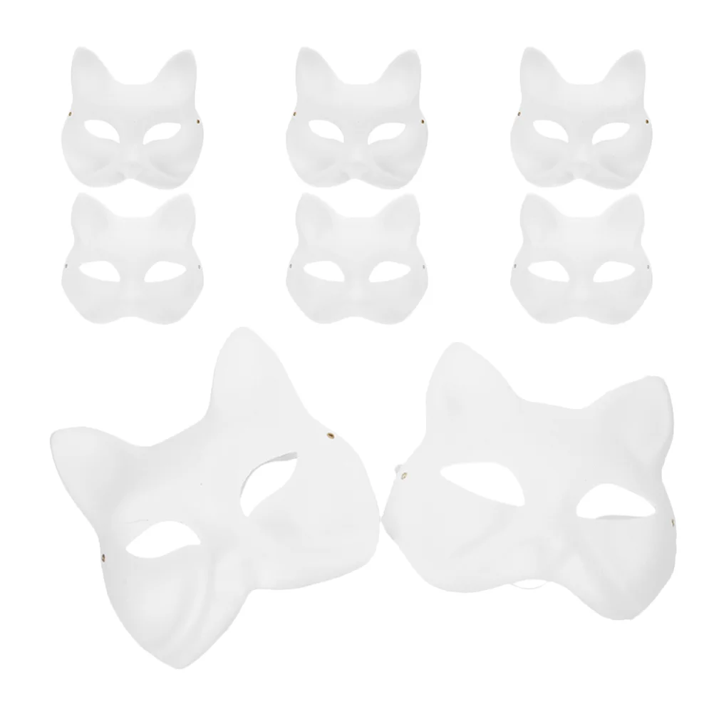 Animal Fox Pulp Halloween Mask, Decoração Simples, Decore Máscaras De Papel, Trajes De Prop Branco