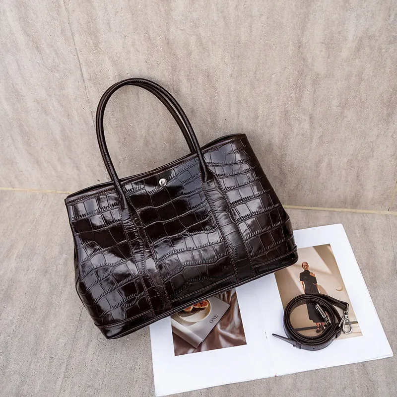 Bolso de mano Aidrani para mujer con estampado de piel de cocodrilo, bolso de cuero de vaca genuino con asa superior, bolso de diseño para llevar al hombro, ideal para el trabajo, la oficina, fiestas y el uso diario.