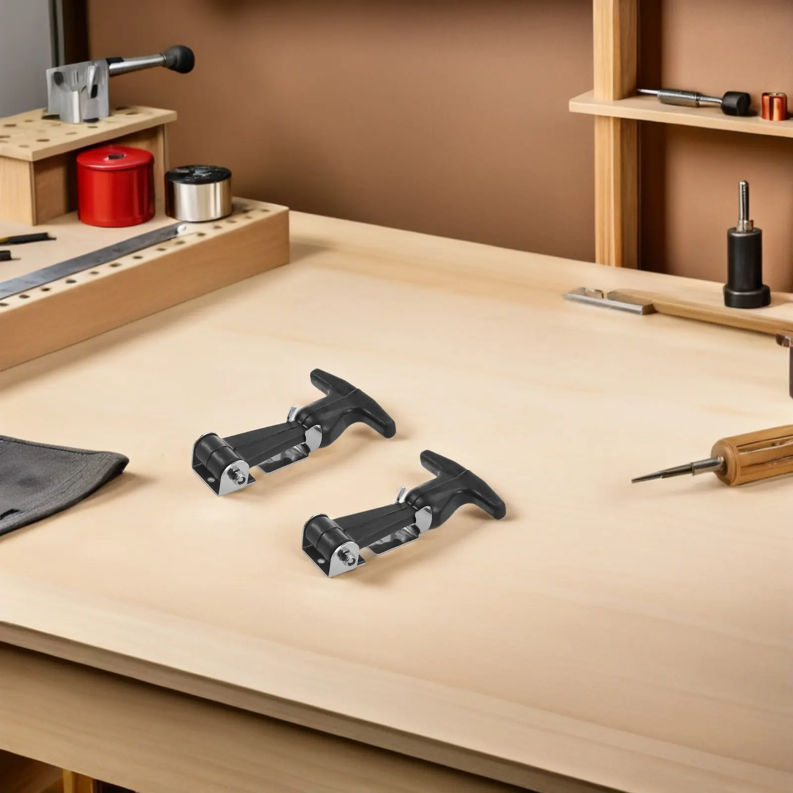 

2 шт. профессиональные резиновые Т-образные защелки из нержавеющей стали с ручкой, многоразовые, износостойкие, для тележек, ящиков, промышленного применения