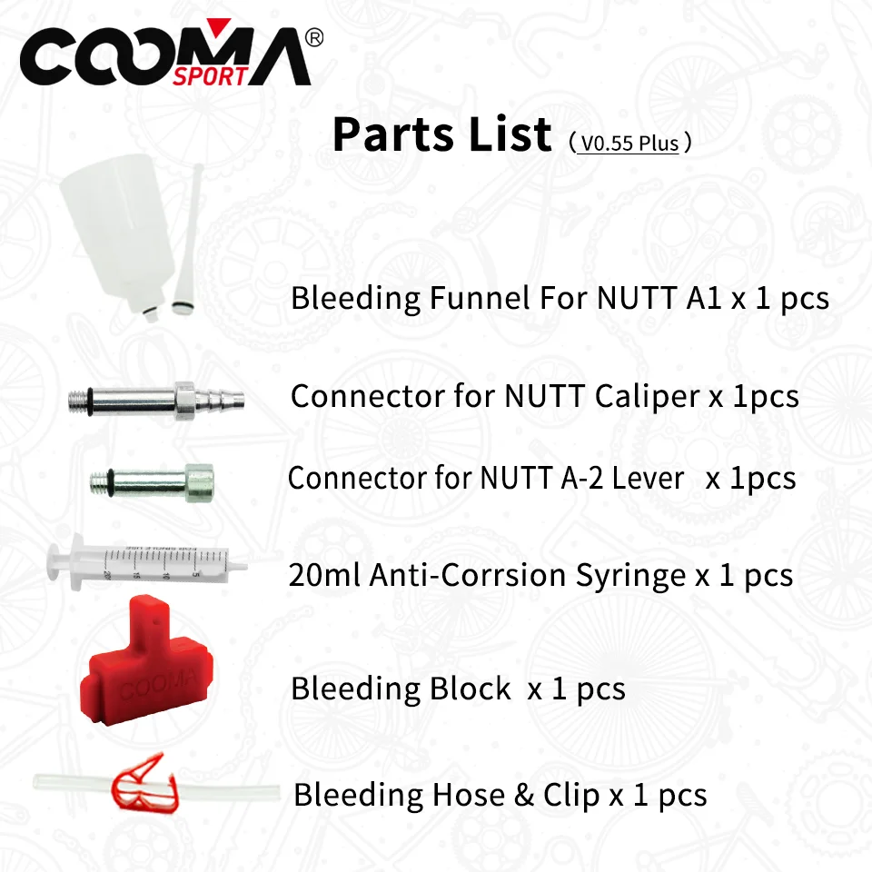 Kit hidráulico de sangramento do freio para NUTT A1 A2, ferramenta básica, óleo mineral