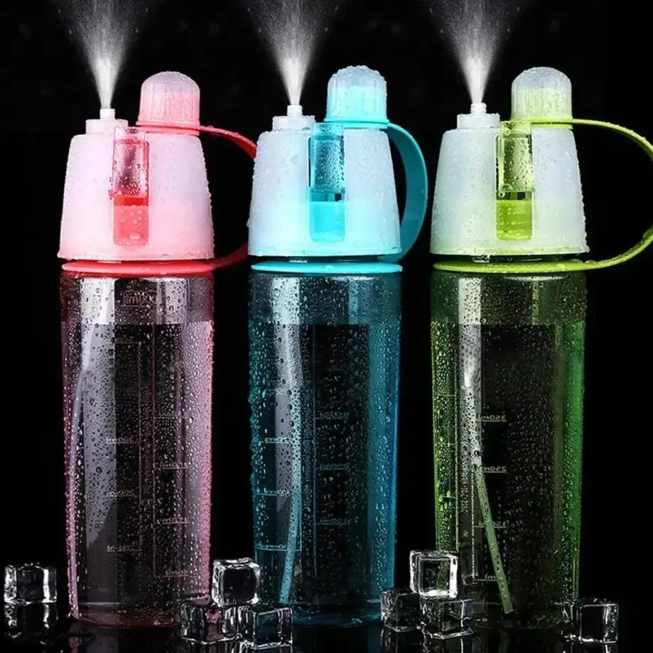 1 Pcs Outdoor Sport Fitness Water Cup Large Capacity Spray Bottle BPA Free Drinkware Travel Waterbottle 600ml Water Bottle Girls
