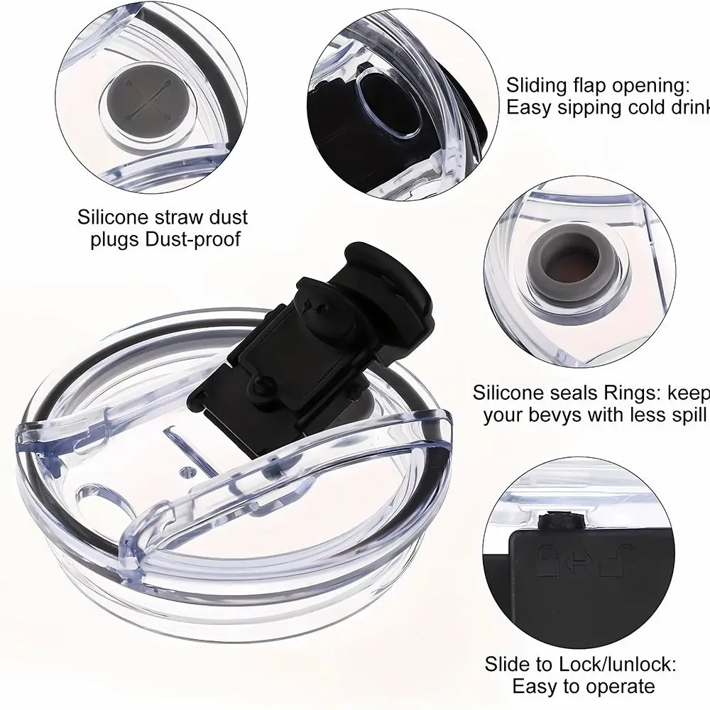 1Pcs Durable for Cup with Handle Bottle Cover 20/30/40oz Themos Tumbler Cup Cap Splash Spill Proof Multicolor Plastic Lids