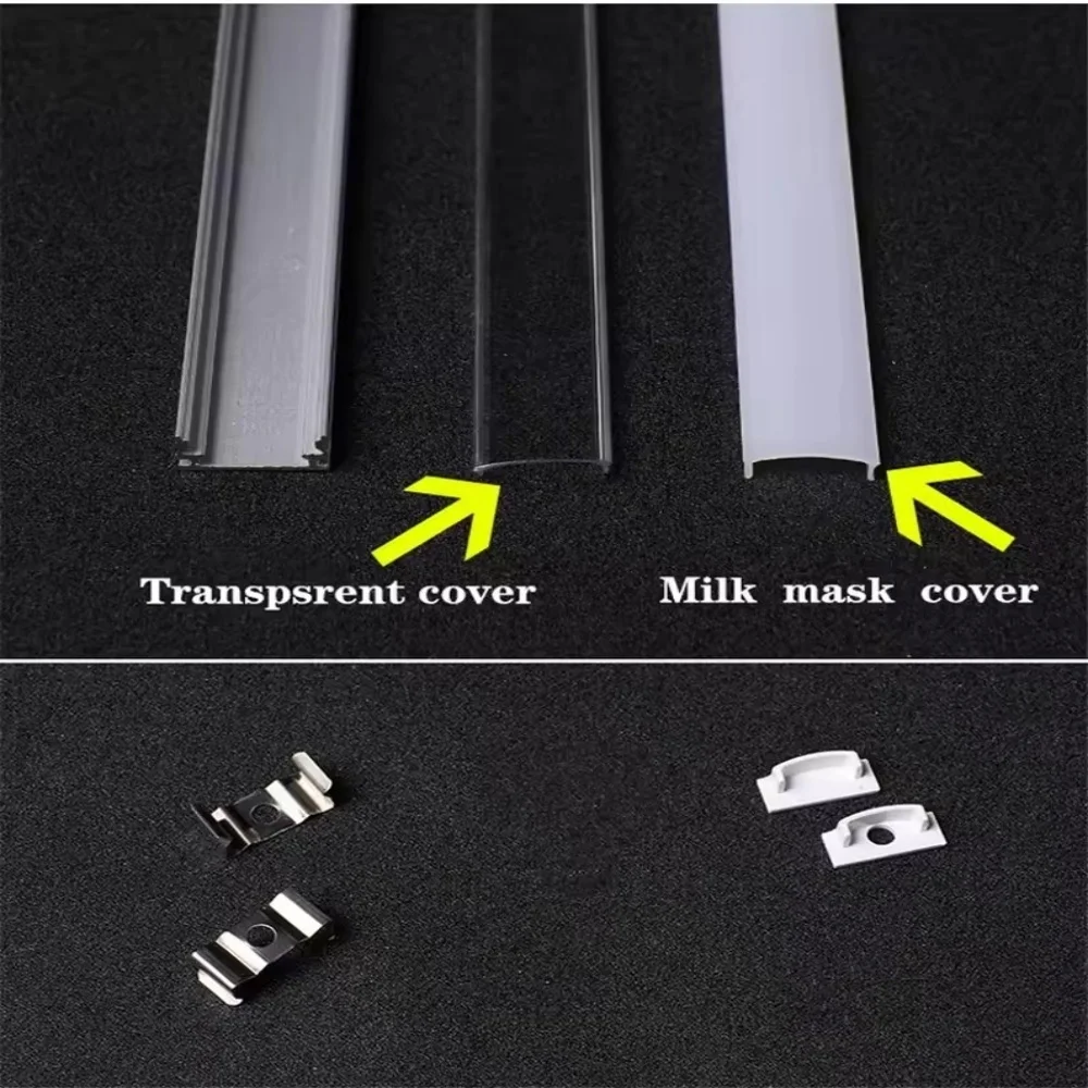 2-30Pcs/lot LED Aluminum profile 0.5m/pcs U/V shape Corner for 5050 2835 LED Strip Bar Lamp channel Holder White/ Transparent