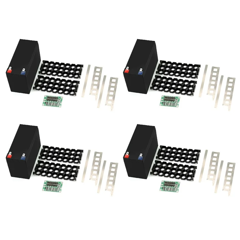 

Корпус для 4 аккумуляторов 12В 7Ач (18650) с никелевыми лентами 3x7 и платой PCB, органайзер для сборки DIY аккумуляторных блоков